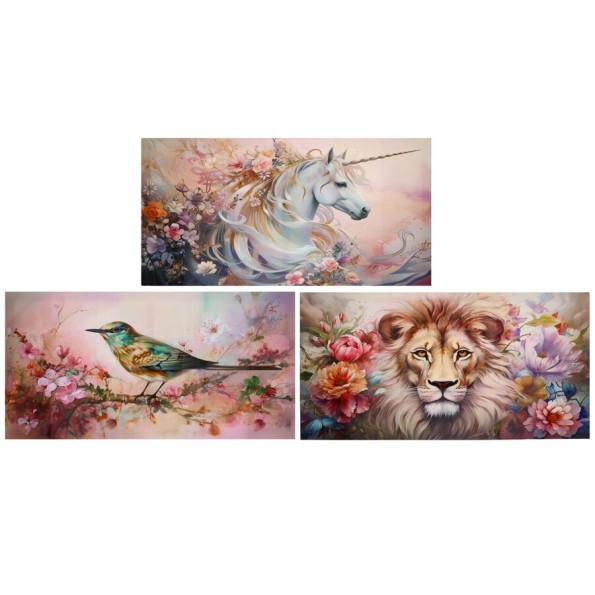 CANVAS ALTO BRILLO 3 SURT ANIMALES 30X60X1,8 CM