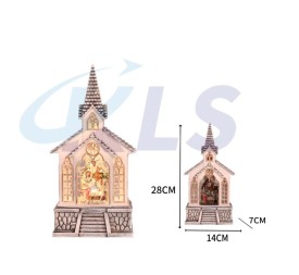 DECORACION NAVIDAD NACIMIENTO IGLESIA LED 28CM