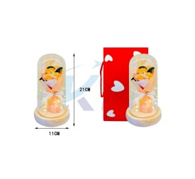 CUPULA LED RAMO ROSAS NARANJA  21CM