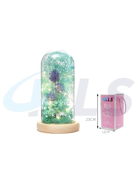 CUPULA LED FLORES SECAS AZUL 23CM