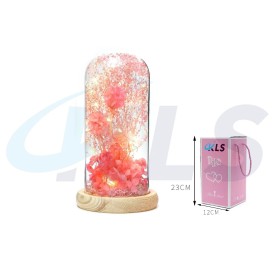 CUPULA LED FLORES SECAS ROSAS  23CM