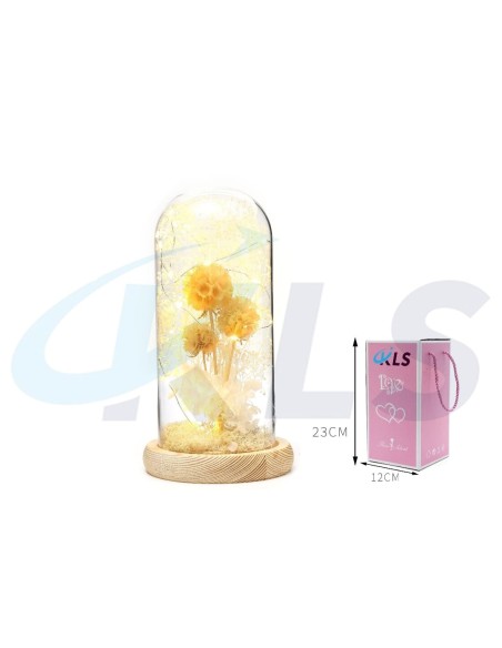 CUPULA LED FLORES SECAS BLANCAS 23CM