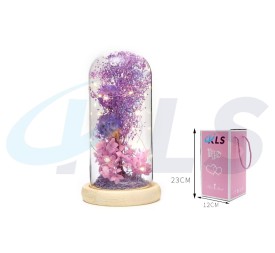 CUPULA LED FLORES SECAS LILAS 23CM