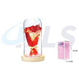 CUPULA LED RAMO FLOR SECA ROJO 23CM