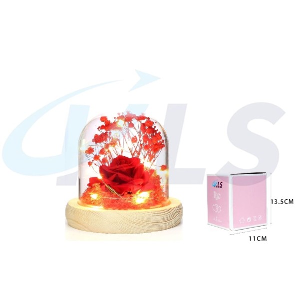 CUPULA LED FLOR SECA ROJO 13.5CM