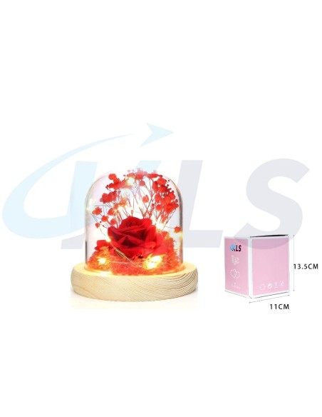 CUPULA LED FLOR SECA ROJO 13.5CM