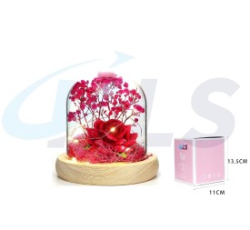 CUPULA LED FLOR SECA FUCSIA 13,5CM