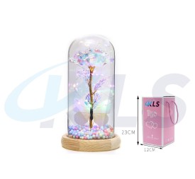 DECORANCION DE ROSA CON MARIPOSA BLANCO 23 CM