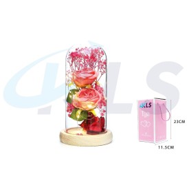 Cúpula Led dos Rosas - Regalos al por Mayor San Valentín | Mundo Flor