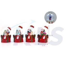 BOLA DE NIEVE NAVIDAD LED 8CM 4 SURT
