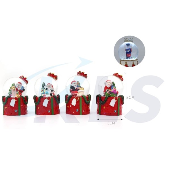 BOLA DE NIEVE NAVIDAD LED 8CM 4 SURT