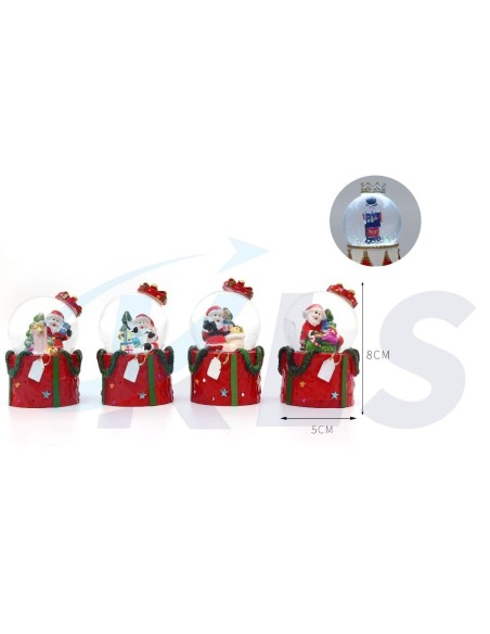 BOLA DE NIEVE NAVIDAD LED 8CM 4 SURT