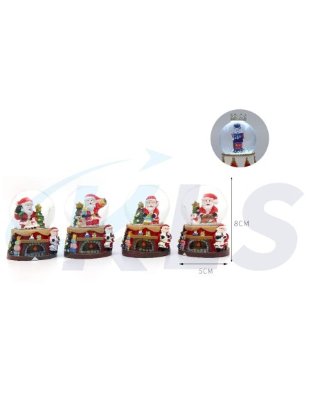 BOLA DE NIEVE LED  CHIMENEA 8 CM 4 SURT