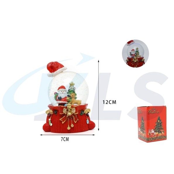 BOLA DE NIEVE LED GORRO PAPA NOEL 12CM