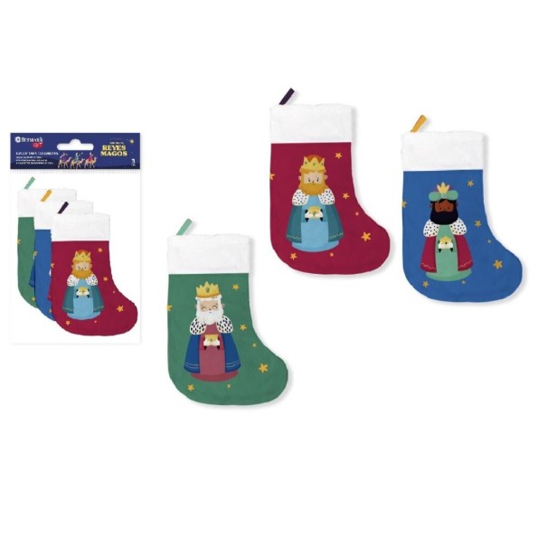 CALCETINES DECORATIVO REYES MAGOS PACK 3 UDS