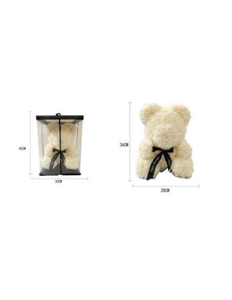 OSO ROSAS BLANCO GRANDE  35CM