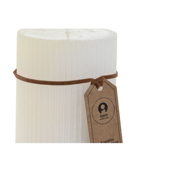 VELA CERA 7X7X710 300GR, 55 HORAS RAYADO BLANCO
