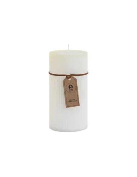 VELA CERA 7X7X15 450GR, 80 HORAS RAYADO BLANCO