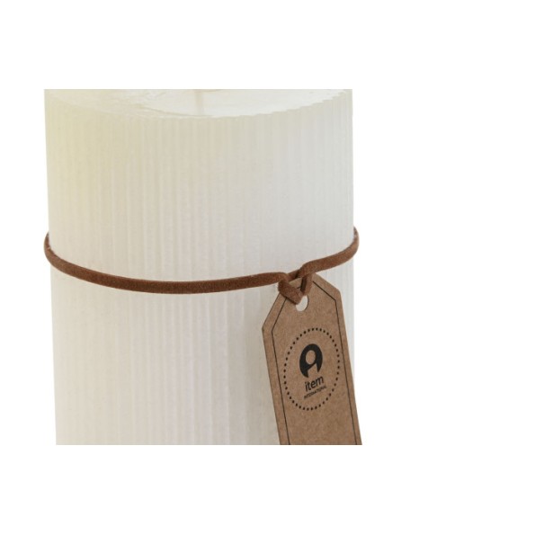 VELA CERA 7X7X15 450GR, 80 HORAS RAYADO BLANCO