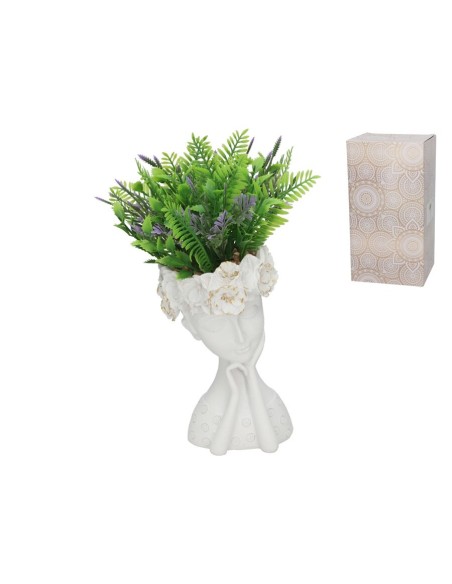 FLORERO C/PLANTA LAKSHMI 21,5X18X30 CM RESINA