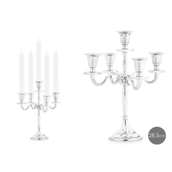 CANDELABRO 5 VELAS PLATEADO 28,5CM