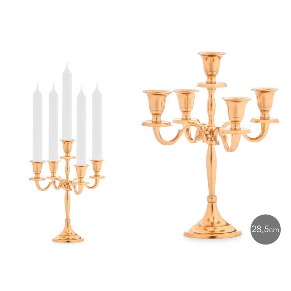 CANDELABRO 5 VELAS DORADO 28,5CM