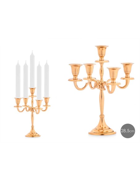 CANDELABRO 5 VELAS DORADO 28,5CM