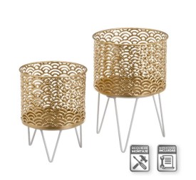 S/2 MACETEROS METAL ORO-BLANCO 21 X 21 X 30 CM (806443)