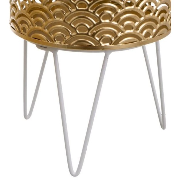 S/2 MACETEROS METAL ORO-BLANCO 21 X 21 X 30 CM (806443)