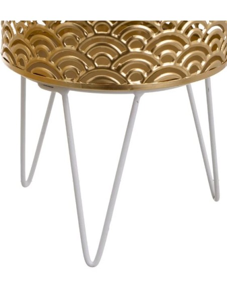 S/2 MACETEROS METAL ORO-BLANCO 21 X 21 X 30 CM (806443)