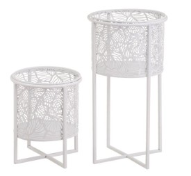 S/2 MACETEROS METAL BLANCO 22 X 22 X 40 CM (806445)