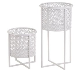 S/2 MACETEROS METAL BLANCO 22 X 22 X 40 CM (806446)