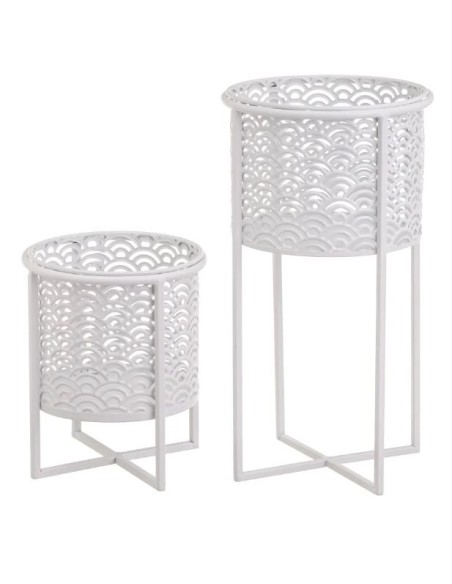 S/2 MACETEROS METAL BLANCO 22 X 22 X 40 CM (806446)