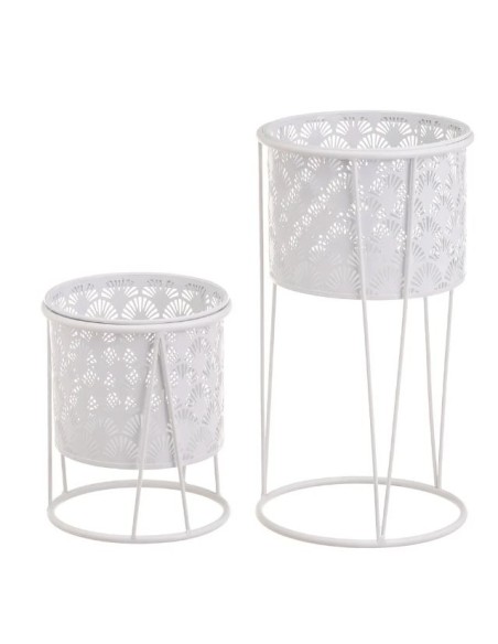 S/2 MACETEROS METAL BLANCO 22 X 22 X 40 CM (806447)