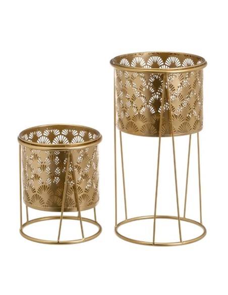 S/2 MACETEROS METAL ORO 22 X 22 X 40 CM (806441)