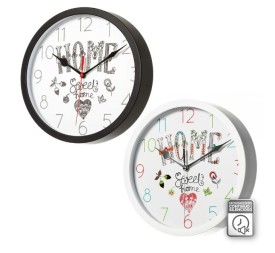 RELOJ PARED 2/C "HOME" PP 25 X 25 X 4 CM