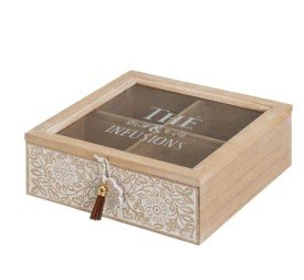 CAJA 4 COMPARTIMENTOS MDF-CRISTAL 20 X 21 X 7 CM
