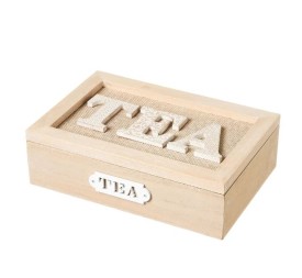CAJA 6 COMPARTIMENTOS MDF-PINO-CRISTAL 24 X 17 X 7 CM