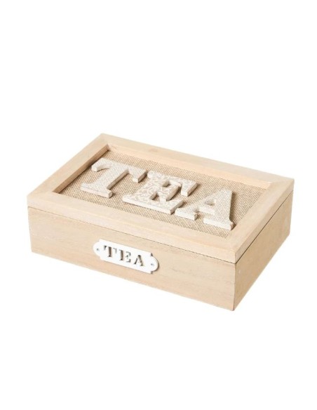 CAJA 6 COMPARTIMENTOS MDF-PINO-CRISTAL 24 X 17 X 7 CM