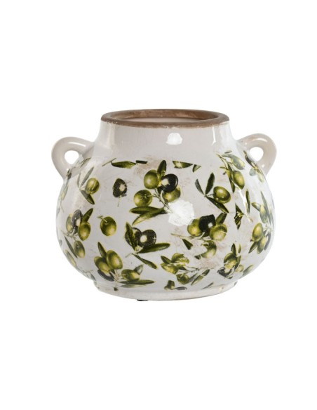 JARRON GRES 21X20X16 OLIVAS VERDE