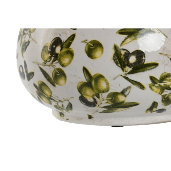 JARRON GRES 21X20X16 OLIVAS VERDE