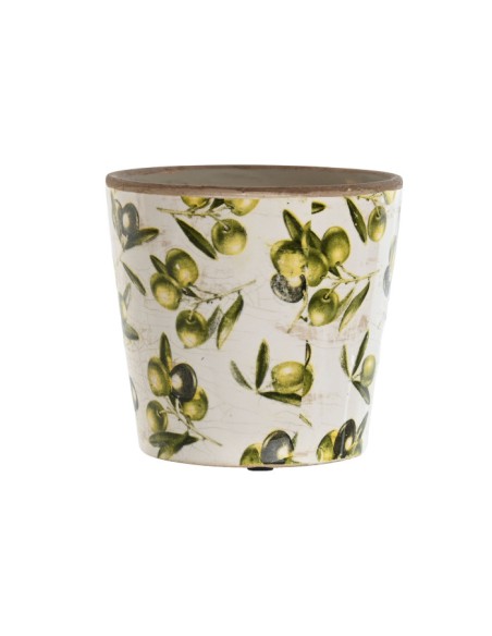 MACETERO GRES 14X14X14 OLIVAS VERDE