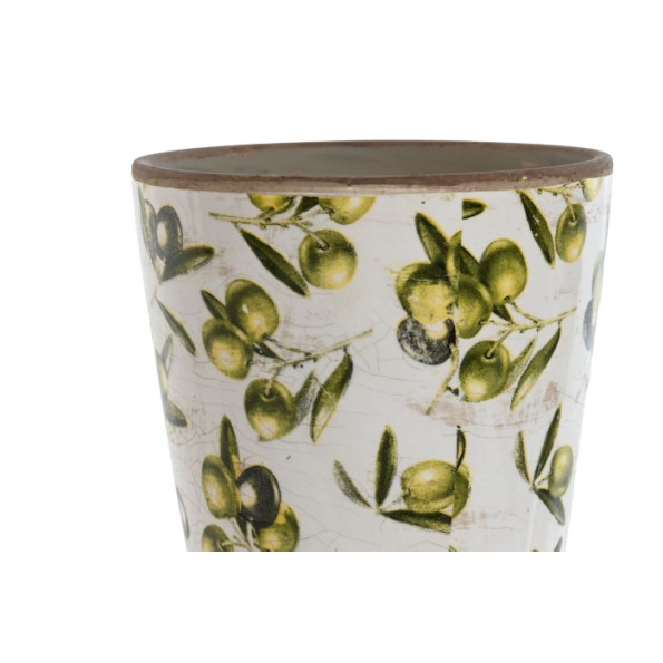 MACETERO GRES 14X14X14 OLIVAS VERDE