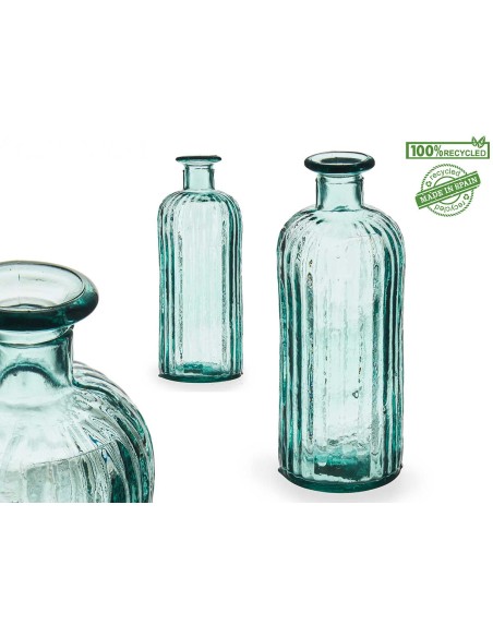 BOTELLA DECORATIVA VIDRIO HOLANDA RAYAS 10 x 10 x 28 cm.