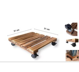 PORTA MACETA CON RUEDAS  MADERA 31*31cm