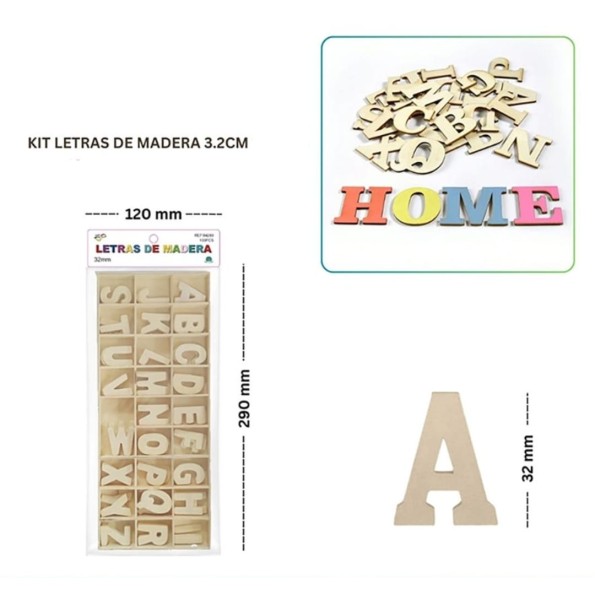 KIT LETRAS DE MADERA 32CM 130PCS