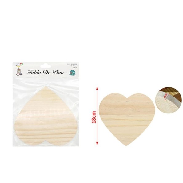  TABLA DE MADERA 1PC FOMA CORAZON 18X0.4CM