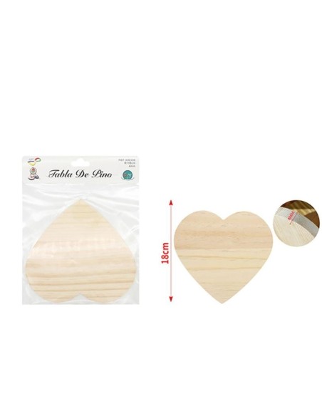  TABLA DE MADERA 1PC FOMA CORAZON 18X0.4CM