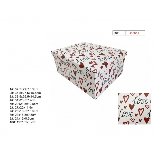 SET 10 CAJAS DE REGALO 37.5X29X16.5CM LOVE CORAZON