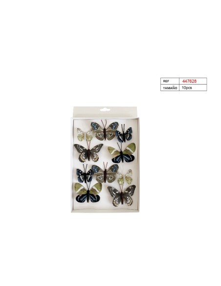 MARIPOSA C/PINZA 10PCS DéCOR TONOS VERDES